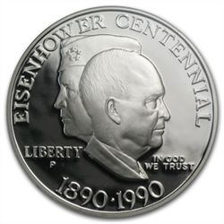 1990-P Eisenhower Centennial $1 Silver Commem - PR-69 D