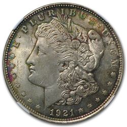 1921 Morgan Dollar - MS-63 NGC - Attractive Toning - CA