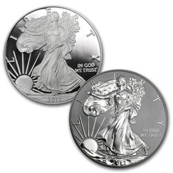 2012-S (2-Coin) Silver Eagle Set PR-69 PCGS 75th Anniv