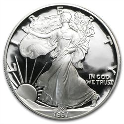 1991-S 1 oz Proof Silver American Eagle (w/Box &amp; Co