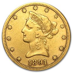 1891-CC $10 Liberty Gold Eagle - VF Details - (Cleaned)