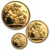 Image 1 : Great Britain 1983 3 Coin Gold Sovereign Proof Set AGW
