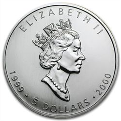 1999/2000 1 oz Silver Canadian Maple Leaf (Millennium P