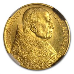 Vatican City 1936 100 Lire Gold (Pius XI) MS-64 NGC