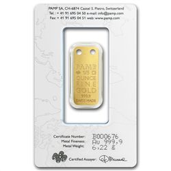 Dolphin - 1/5 oz Proof Gold Pamp Ingot Pendant