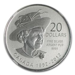 2012 1/4 oz Silver Canadian $20 Diamond Jubilee Coin SP