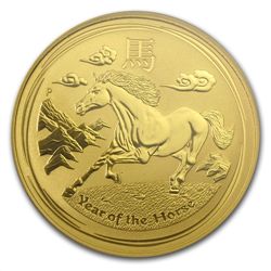 2014 1 oz Gold Lunar Year of the Horse (SII) MS-70 PCGS