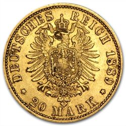 Germany (Prussia) 20 Mark Gold Coins AGW .2304