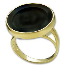 14k Gold Panda Ring (Polished Onyx)