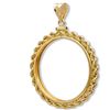 Image 1 : 14K Gold Screw-Top Rope Polished Coin Bezel - 27 mm