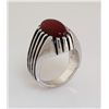 Image 1 : Cabochon Red Agate 3.95ctw Sterling Silver Oval Ring 9.