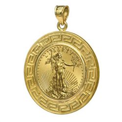 2014 1/4 oz Gold Eagle Pendant (Greek Key-Prong Bezel)