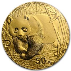 2001 D (1/10 oz) Gold Chinese Pandas - (Sealed)