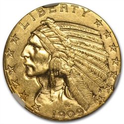 $5 Indian Gold Half Eagle - MS-61 NGC