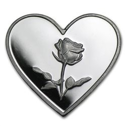 1 gram Rose Silver Heart .999 Fine