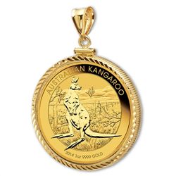 2014 1 oz Gold Kangaroo Pendant (Diamond-ScrewTop Bezel