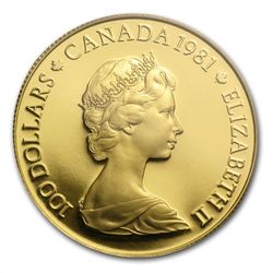 1981 1/2oz Gold Canadian $100 Proof - National Anthem P