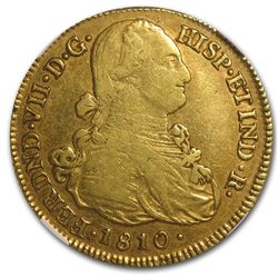 Colombia 1810 P-JF 8 Escudo Gold Ferdinand VII VF-20 NG