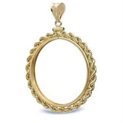14K Gold Screw-Top Rope Polished Coin Bezel - 16 mm