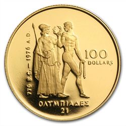 1976 Canada $100 Uncirculated 1/4 oz Gold - Olympic