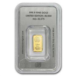 1 gram Holy Land Mint Dove of Peace Gold Bar (In Assay)