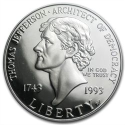 1993-S Jefferson 250th Anniv. $1 Silver Commem PR-69 DC