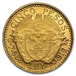 Colombia Gold 5 Pesos AGW. 2355
