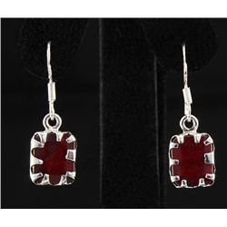 RUBY CORRUNDUM 16.70CTW SILVER HOOK EARRING