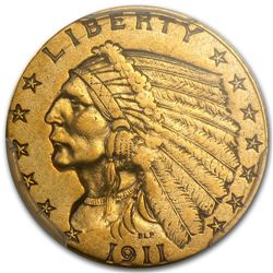1911-D $2.50 Indian Gold Quarter Eagle - Weak-D - XF De