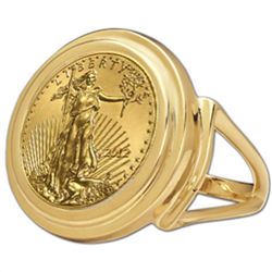 2014 1/10 oz Gold Eagle Ring (Polished-Prong)