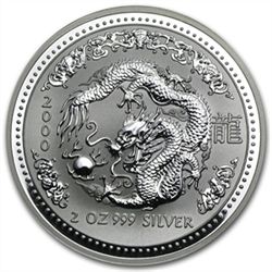 2000 2 oz Silver Lunar Year of the Dragon (Series I)