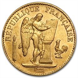 France Gold 20 Franc Lucky Angel AGW .1867 (AU)