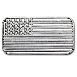 1 gram American Flag Design Silver Bar .999 Fine