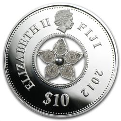 Fiji 2012 Silver $10 Jewel Filigree Zirconia