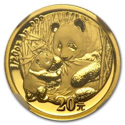2005 (1/20 oz) Gold Chinese Pandas - MS-70 NGC