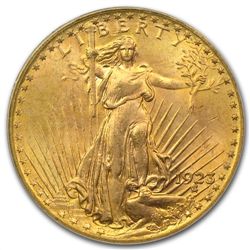 1923 $20 St. Gaudens Gold Double Eagle - MS-65 PCGS