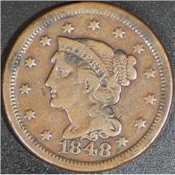 1848 Coronet 1 Cent XF-40