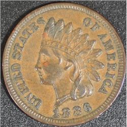 1886 Indian 1 Cent Feather between C and A XF-40