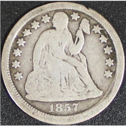 1857 Liberty Seated 10 Cents VG-8