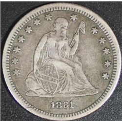 1861 Liberty Seated 25 Cents XF-40