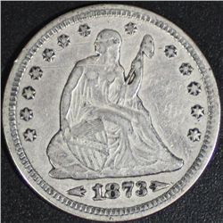 1873 Liberty Seated 25 Cents Arrows XF-40