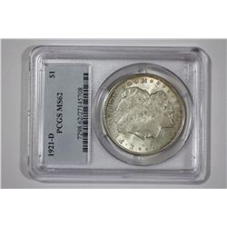 1921D Morgan 1 Dollar MS-62