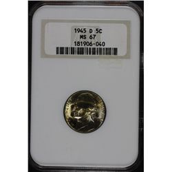 1945D Jefferson 5 Cents NGC MS-67
