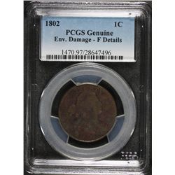 1802 Draped Bust 1 Cent PCGS F-12