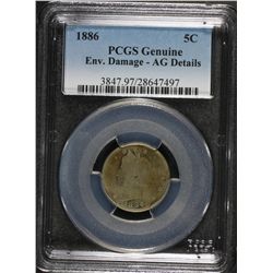 1886 Liberty 5 Cents PCGS AG-3