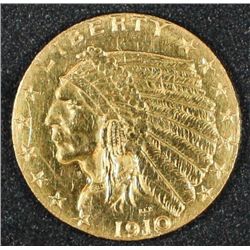 1910 Indian Head 2.50 Dollars Gold MS-62