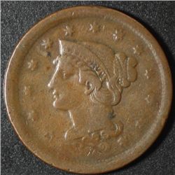 1852 Coronet 1 Cent VG-8