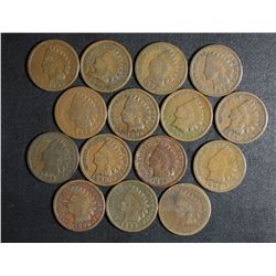 Indian 1 Cent 15 Pieces 1890's AG/G