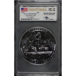 2011 America the Beautiful Silver Bullion Coins Vicksburg NP 5 oz Silver - First Strike PCGS MS-69