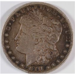 1891-CC MORGAN SILVER DOLLAR, SOLID XF  ORIGINAL, VERY MINOR RIM BUMP